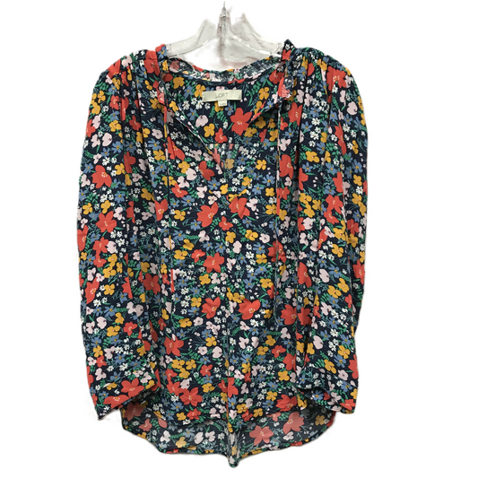 Multi-colored Top Long Sleeve By Loft, Size: M