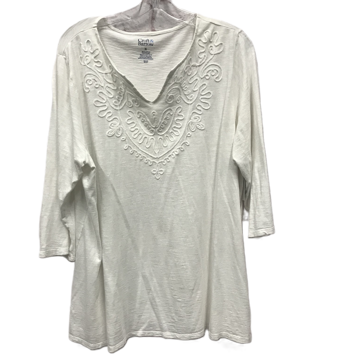 White Top Long Sleeve By Croft And Barrow, Size: Xl