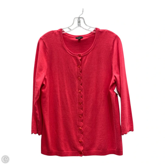Sweater Cardigan By Talbots In Pink, Size: L