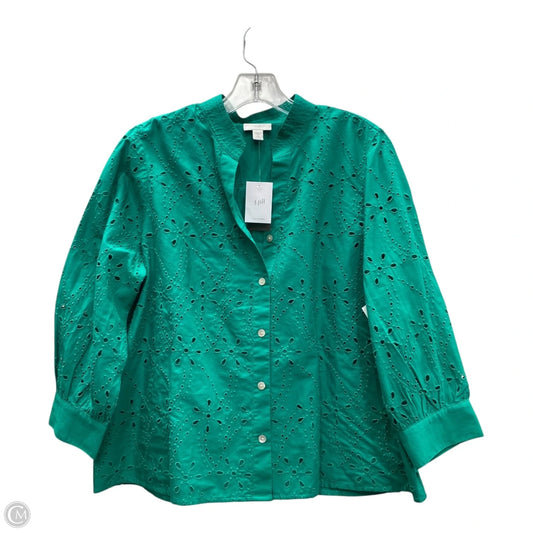 Top Long Sleeve By J. Jill In Green, Size: Mp