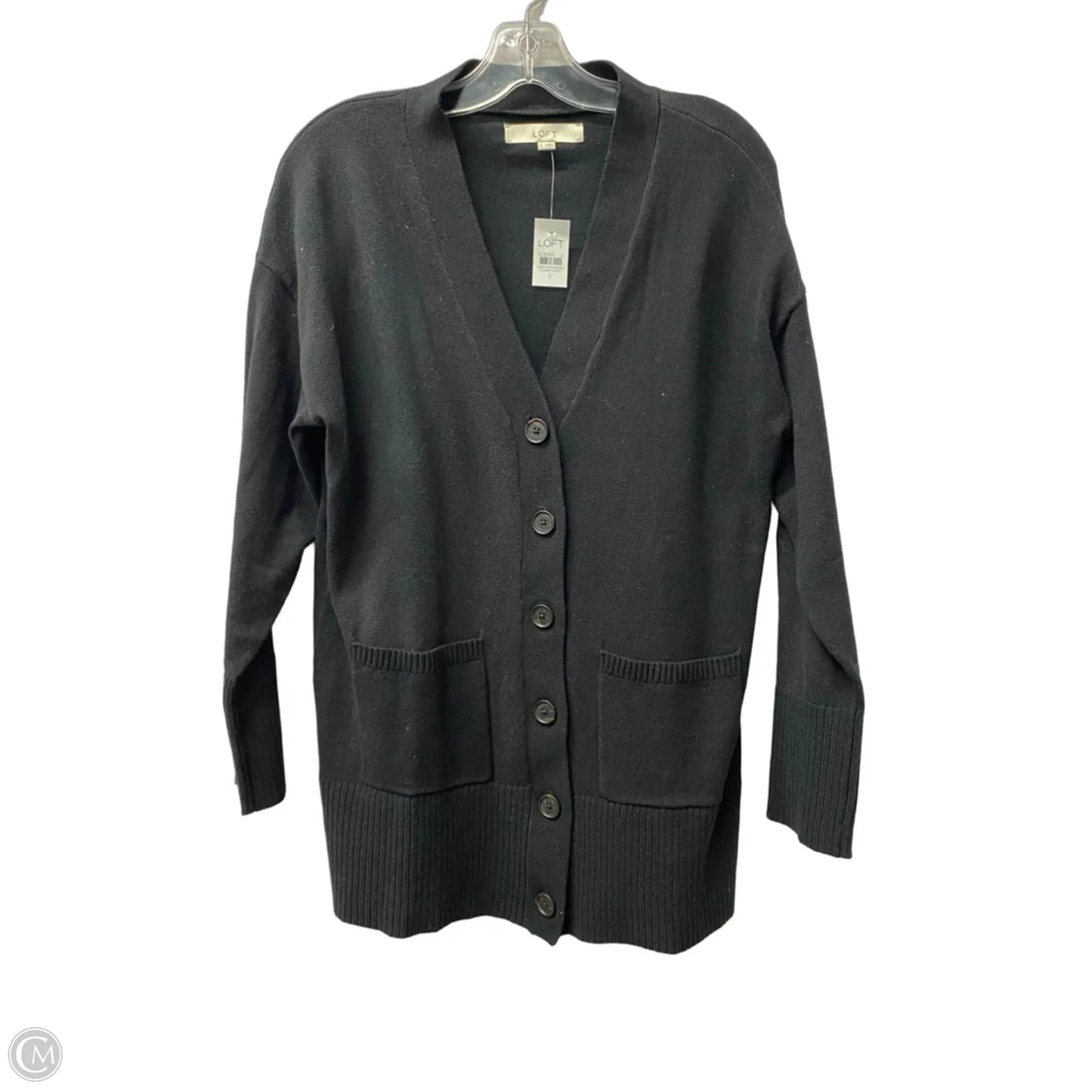 Sweater Cardigan By Loft In Black, Size: S