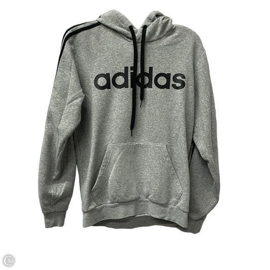 Athletic Sweatshirt Hoodie By Adidas In Grey, Size: S