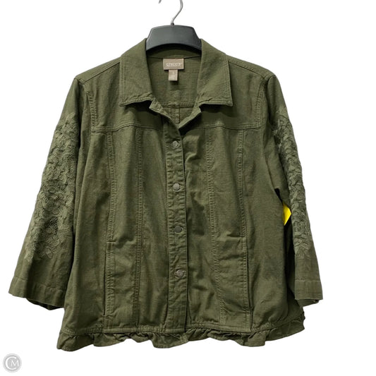 Jacket Denim By Chicos In Green, Size: Xl
