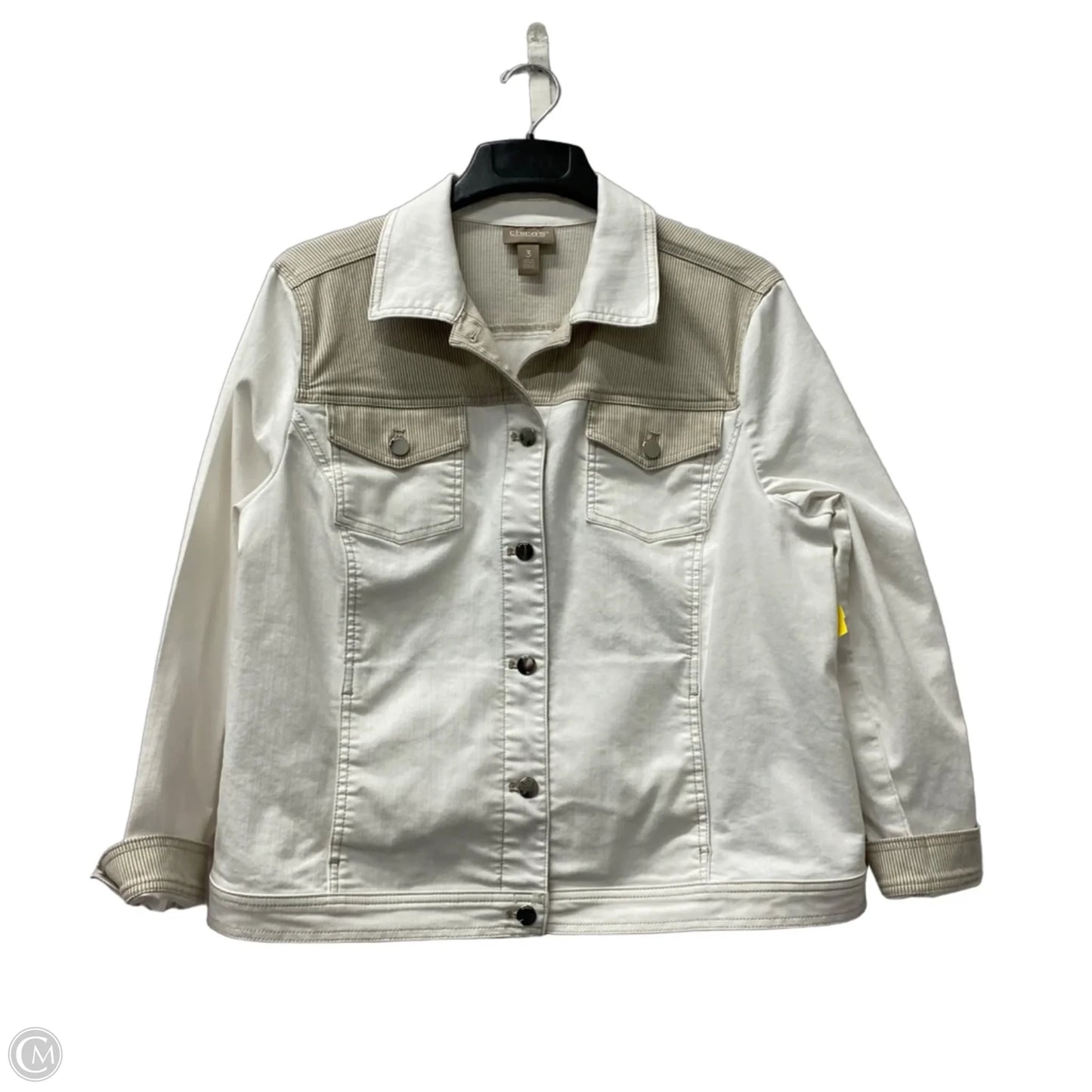 Jacket Denim By Chicos In White, Size: Xl