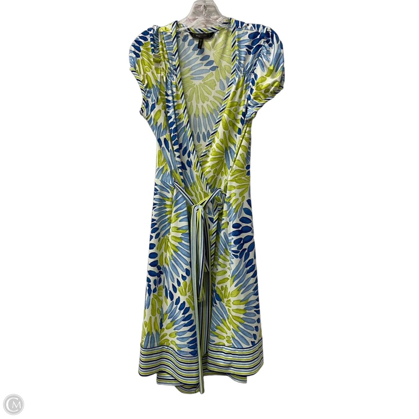 Dress Casual Midi By Bcbgmaxazria In Blue & Green, Size: L