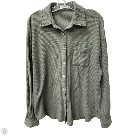 Top Long Sleeve By Cme In Grey, Size: L