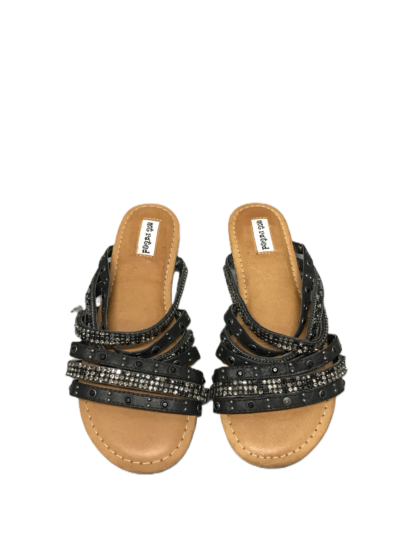 Black Sandals Flats By hot rated, Size: 6