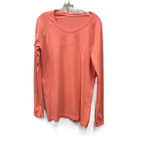 Athletic Top Long Sleeve Crewneck By Lululemon In Orange, Size: L