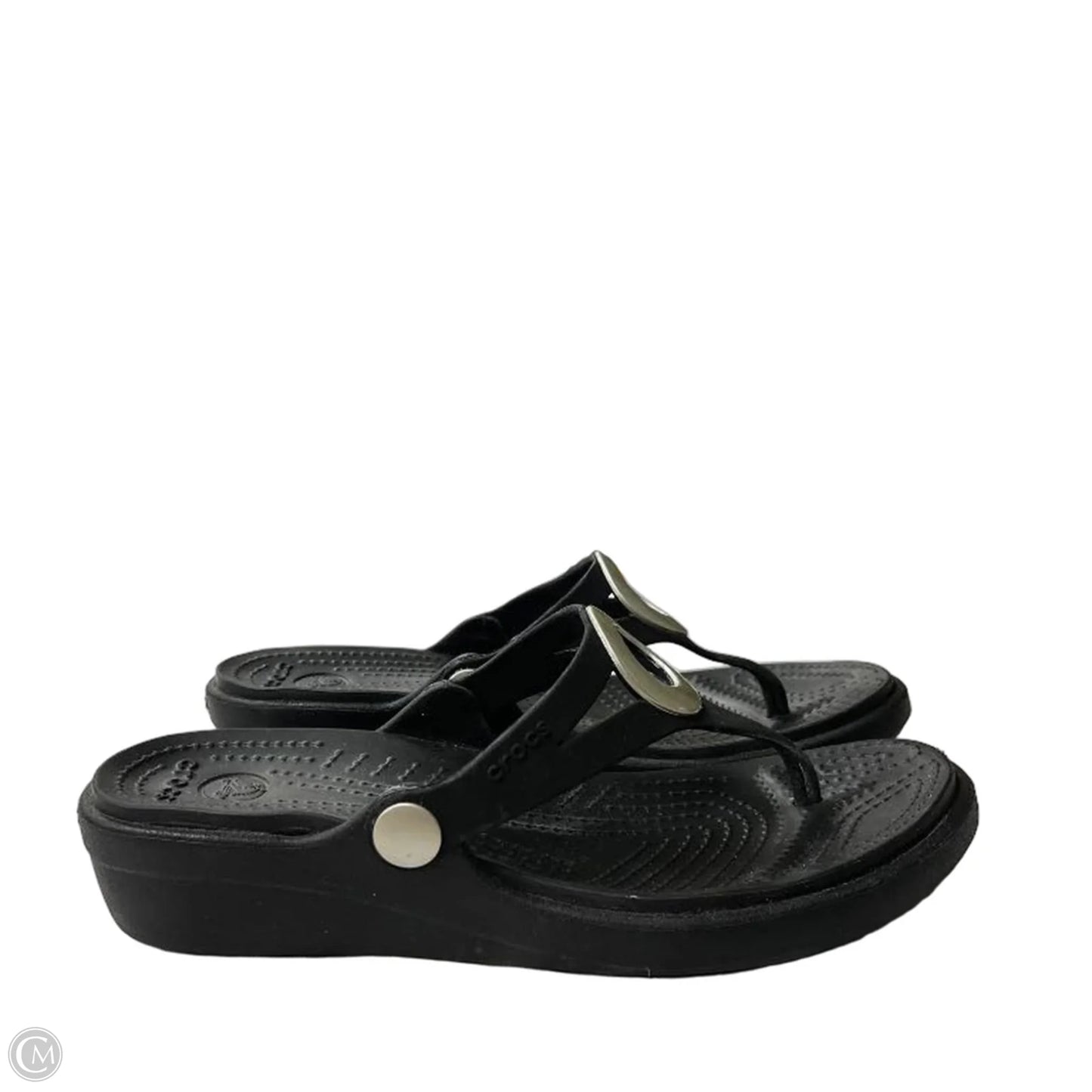 Sandals Flats By Crocs In Black, Size: 6