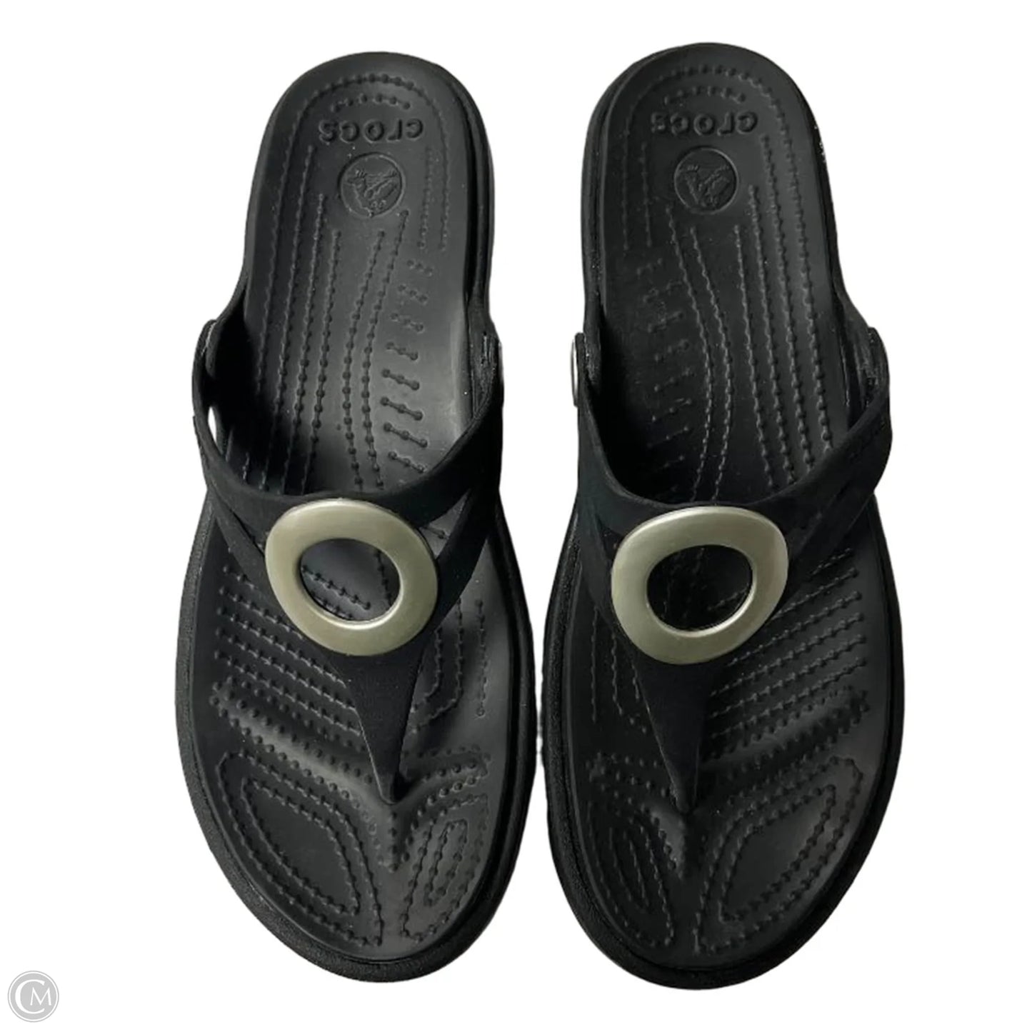 Sandals Flats By Crocs In Black, Size: 6