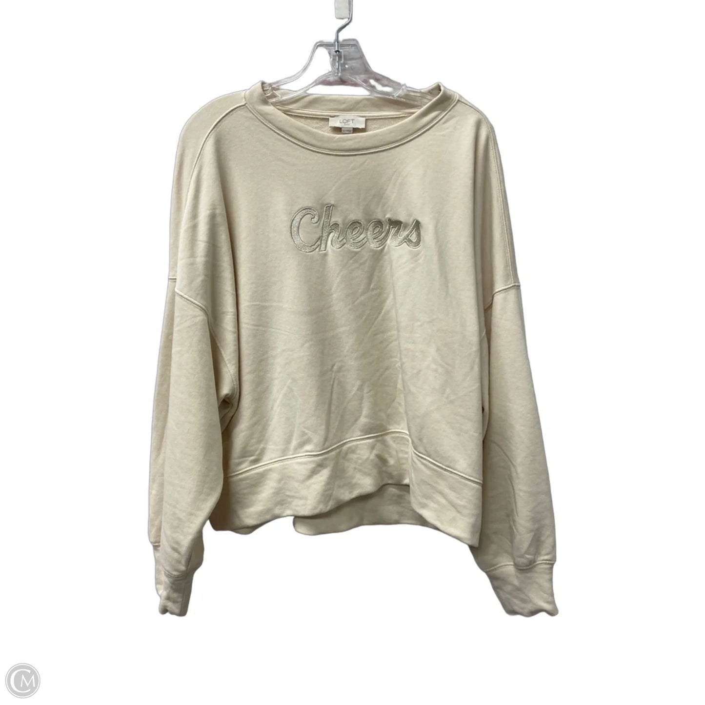 Sweatshirt Crewneck By Loft In Cream, Size: L