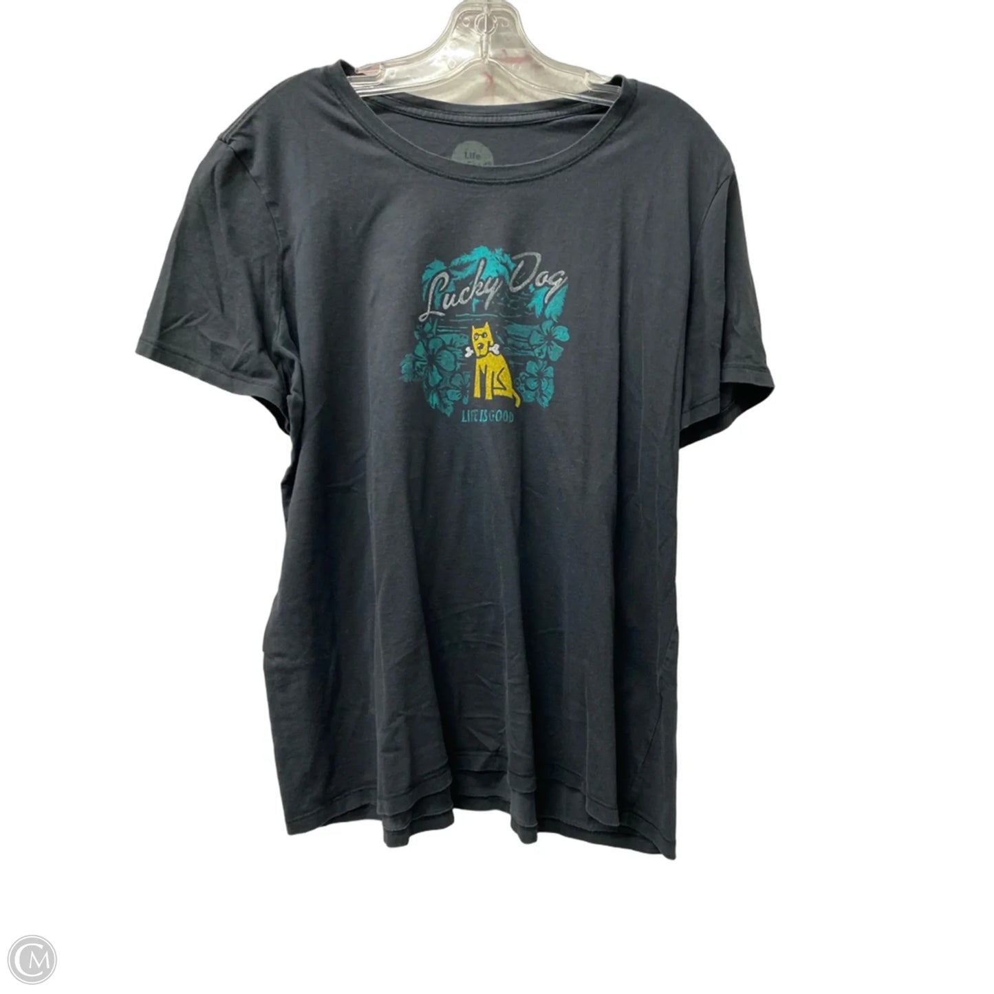 Top Short Sleeve By Life Is Good In Black, Size: Xl
