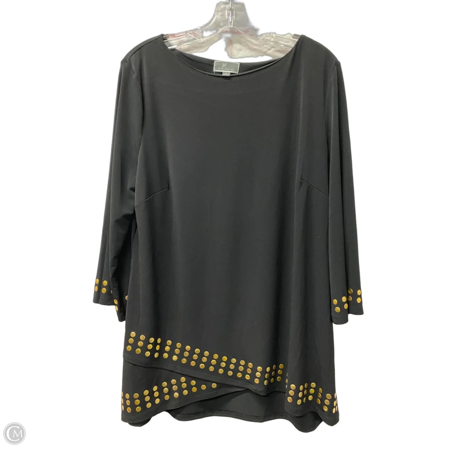 Top 3/4 Sleeve By Jm Collections In Black, Size: L