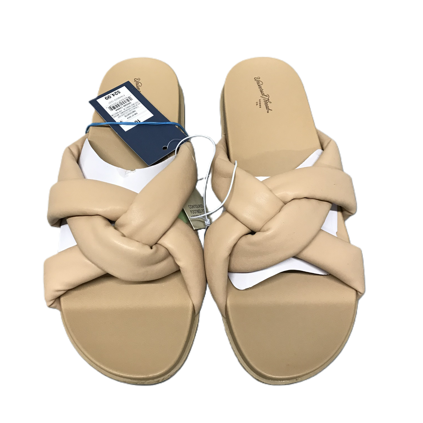 Tan Sandals Flats By Universal Thread, Size: 10