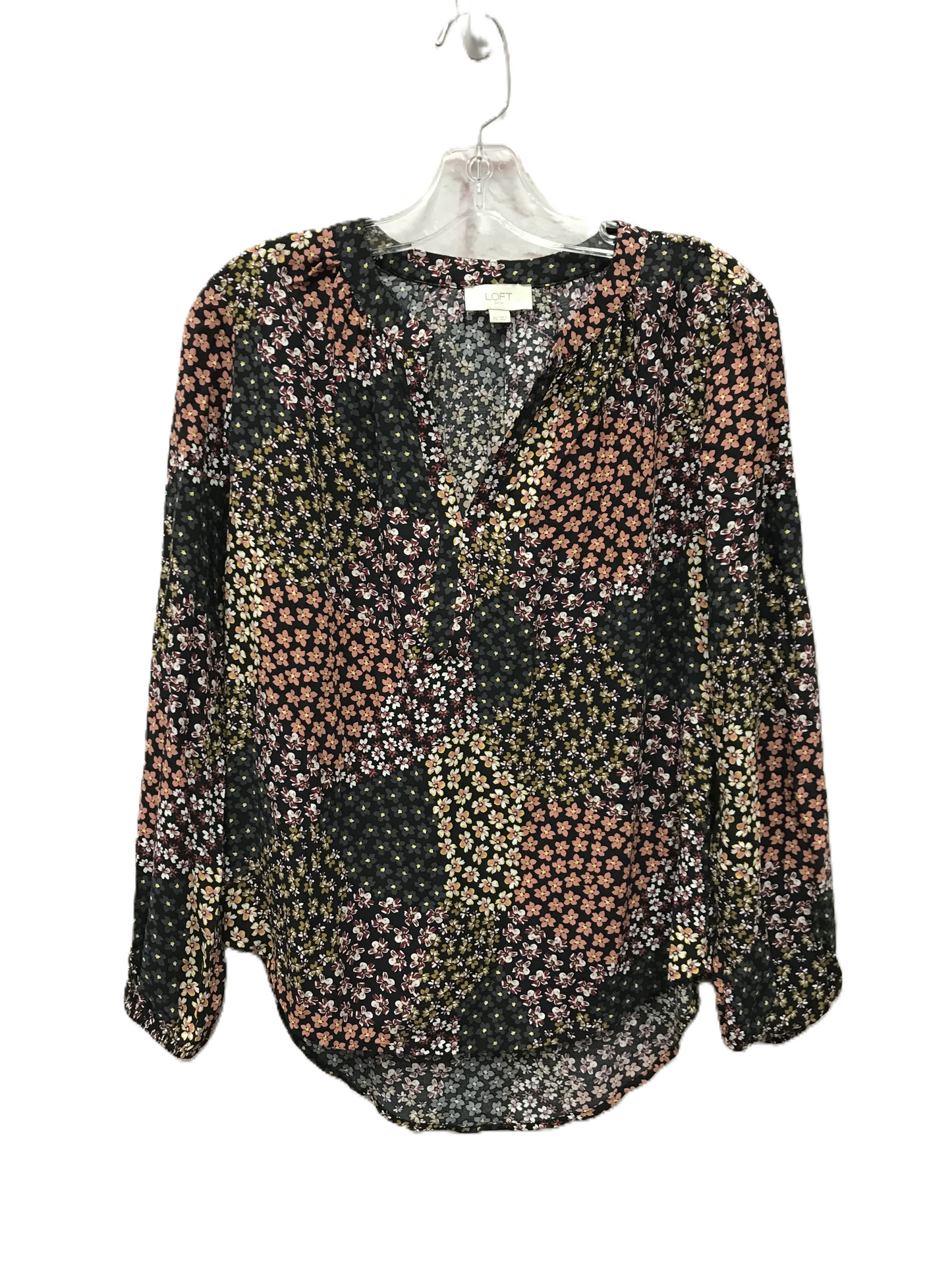 Black Top Long Sleeve By Loft, Size: Xs