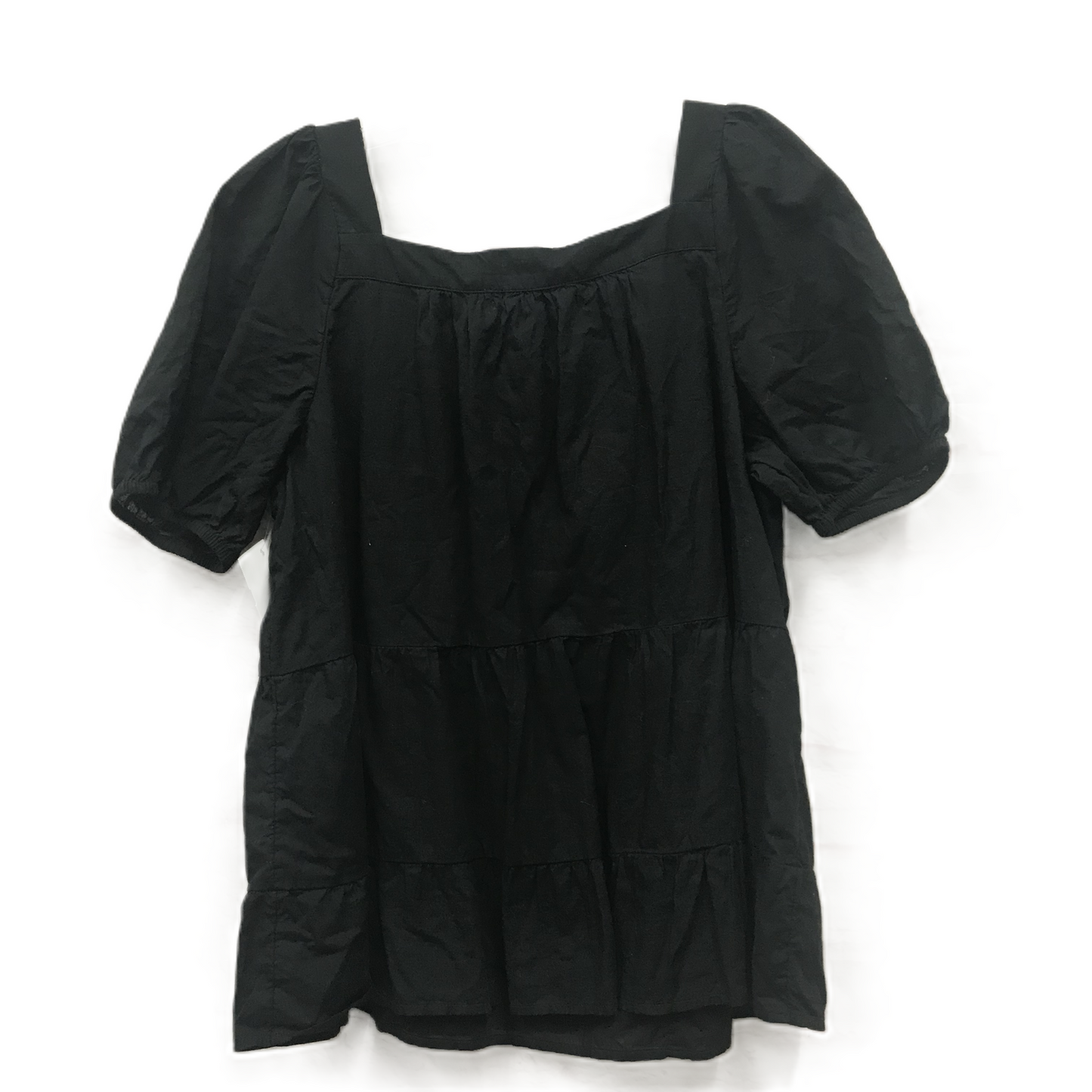 Black Top Short Sleeve By Loft, Size: L