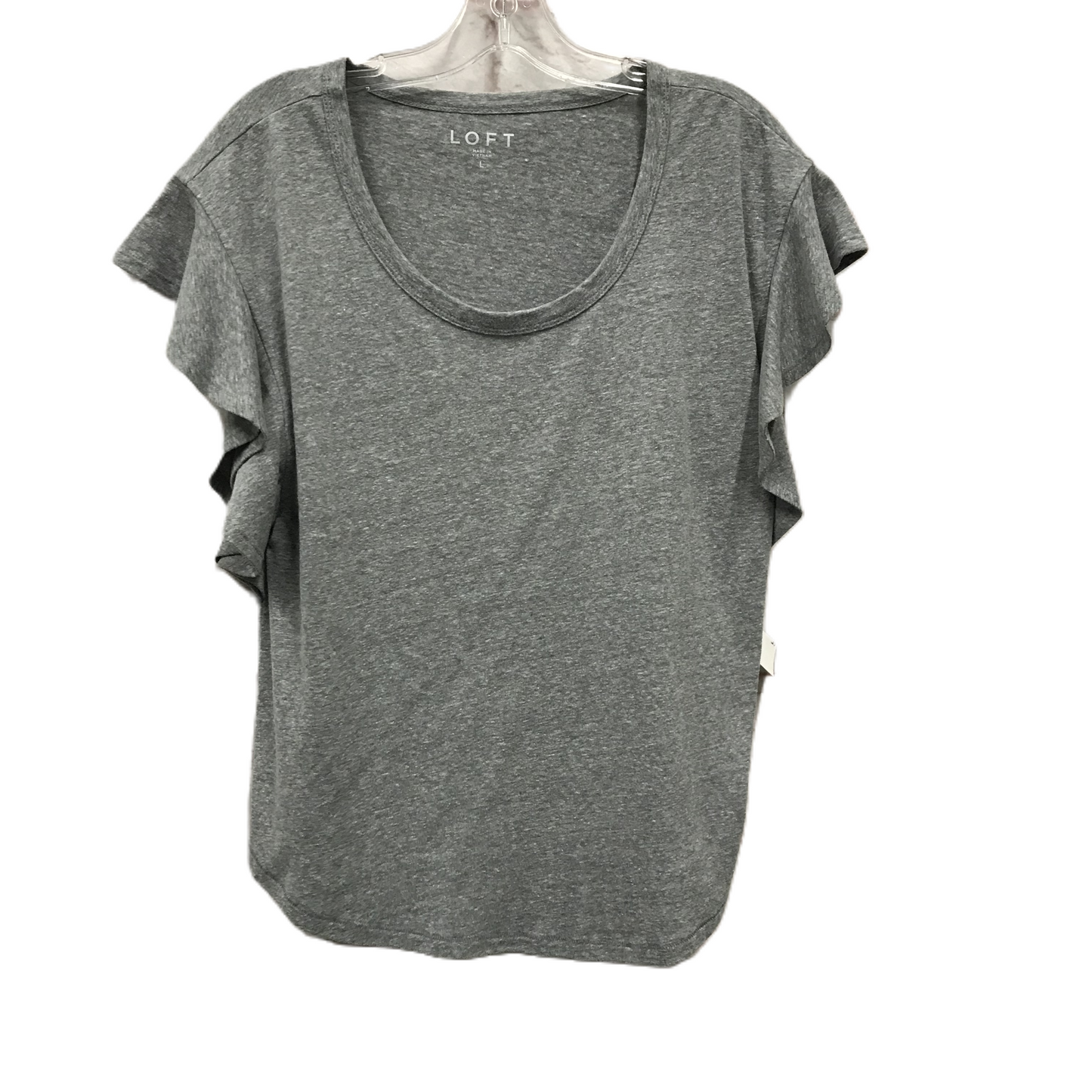 Grey Top Short Sleeve By Loft, Size: L