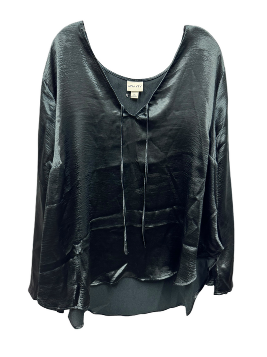 Black Top Long Sleeve By Ava & Viv, Size: 3x