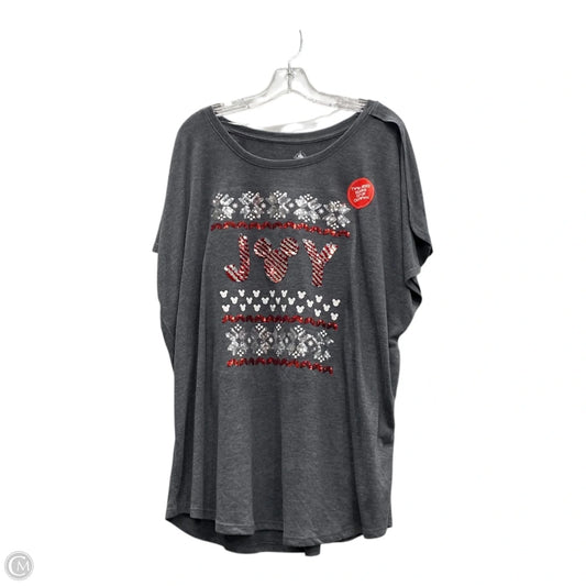 Top Short Sleeve By Disney In Grey, Size: 2x