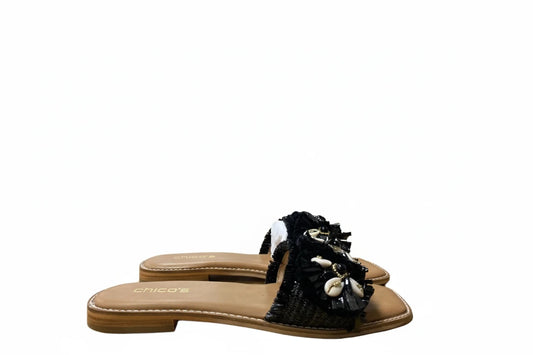 Sandals Flats By Chicos In Black & Tan, Size: 9