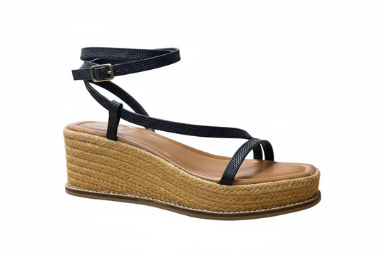 Sandals Flats By Chicos In Black & Tan, Size: 9