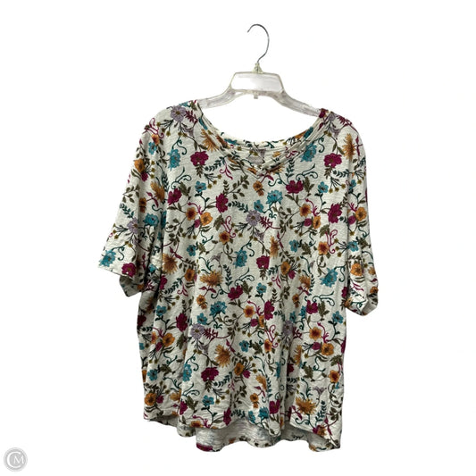 Top Short Sleeve By Chicos In Floral Print, Size: 1x