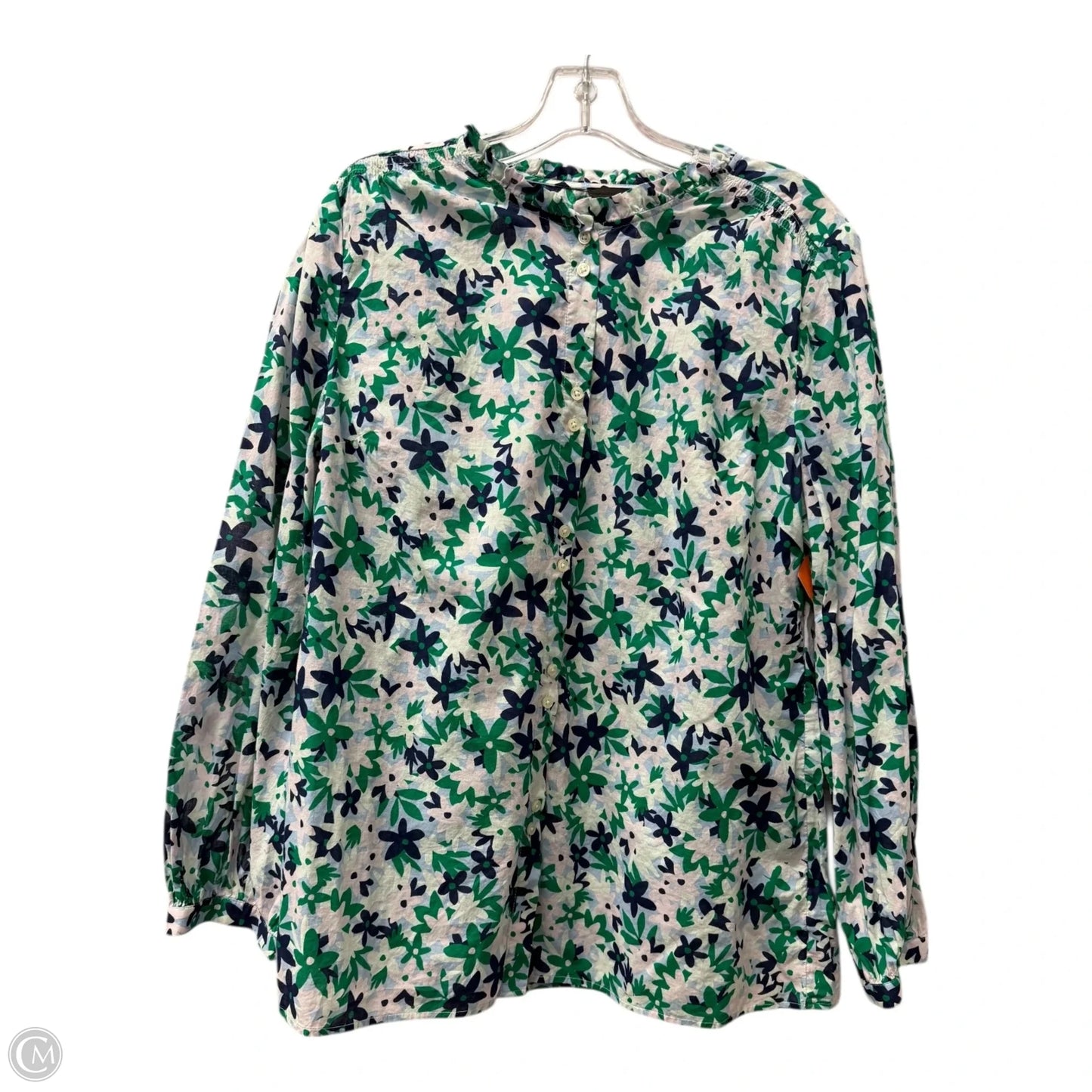 Top Long Sleeve By Talbots In Blue & Green, Size: L