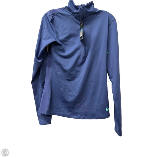 Athletic Top Long Sleeve Collar By Nike Apparel In Blue, Size: M