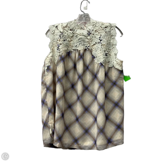 Top Short Sleeve By Loft In Cream & Pink, Size: M