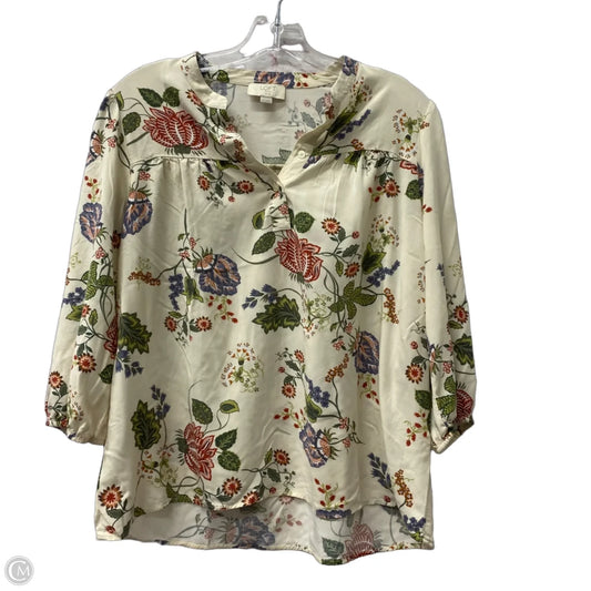 Top Short Sleeve By Loft In Cream, Size: Mp