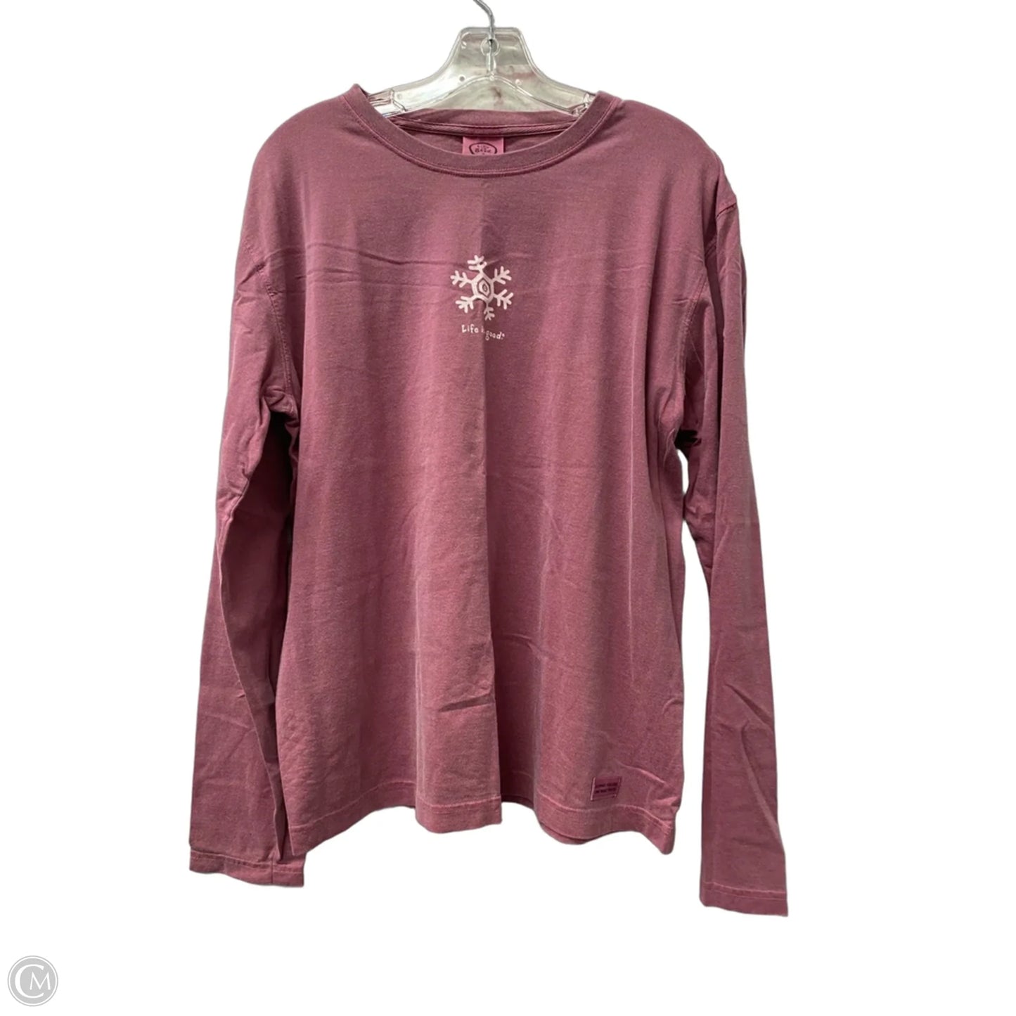 Athletic Top Long Sleeve Crewneck By Life Is Good In Maroon, Size: L