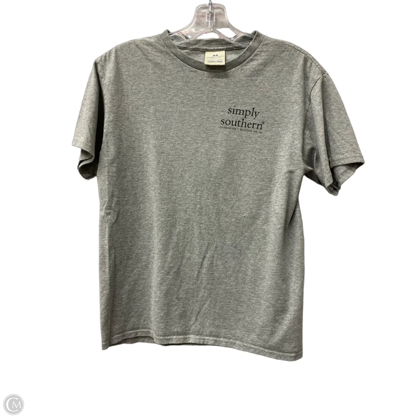 Top Short Sleeve By Simply Southern In Grey, Size: L