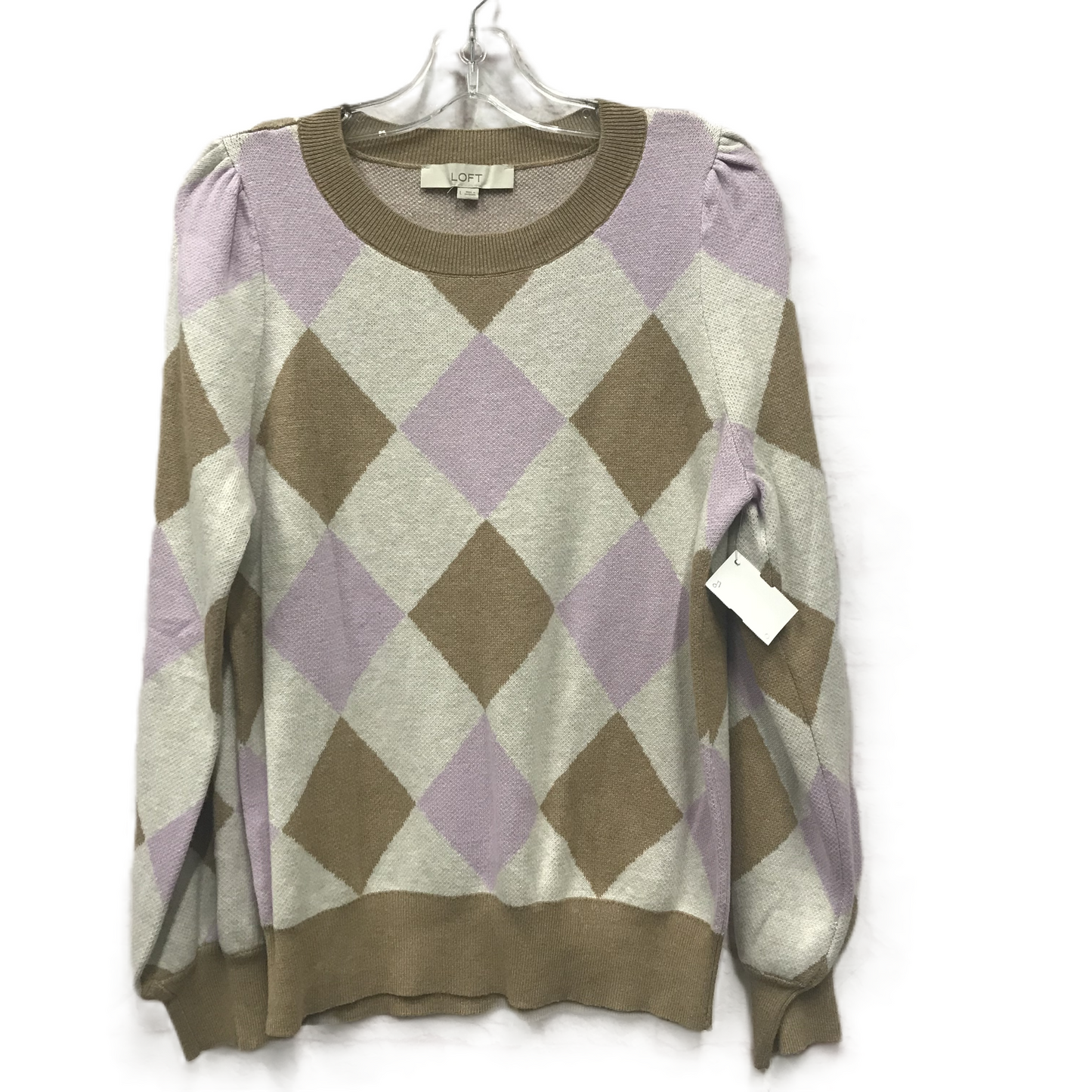 Purple & Tan Sweater By Loft, Size: L