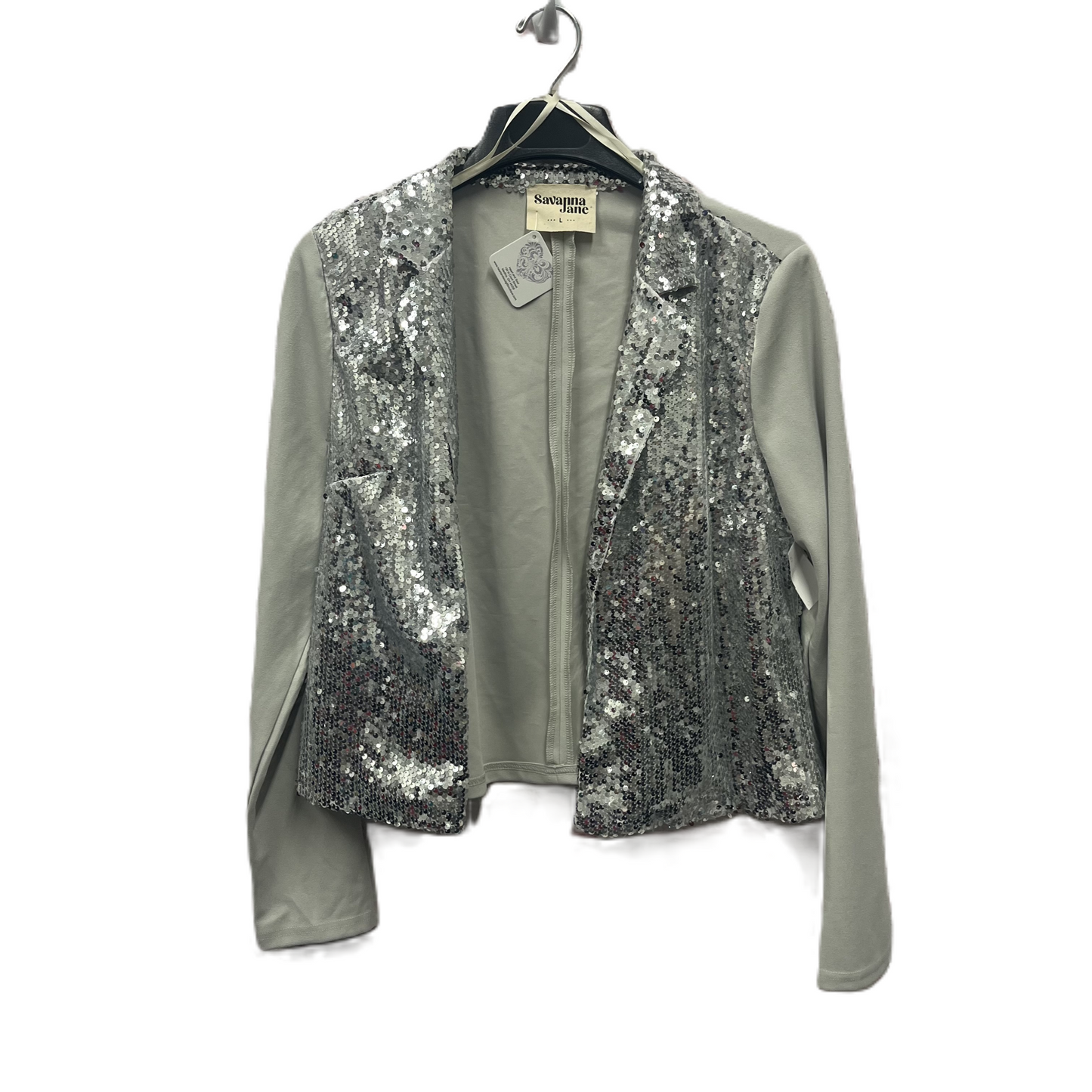 Blazer By Savanna Jane In Silver, Size: L