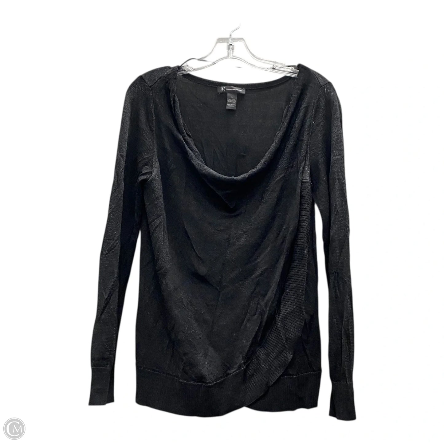 Top Long Sleeve By International Concepts In Black, Size: L