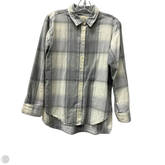 Top Long Sleeve By Loft In Grey & White, Size: Sp