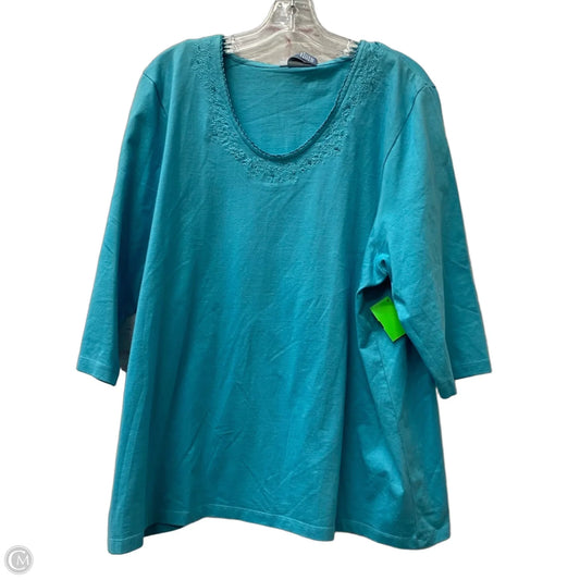 Top Short Sleeve By Liz And Me In Blue, Size: 1x