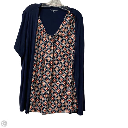 Top Short Sleeve By Croft And Barrow In Blue & Red & White, Size: 1x