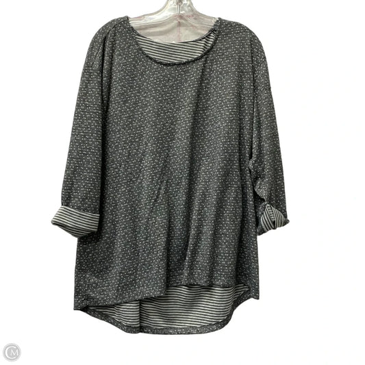 Top 3/4 Sleeve By Rose And Olive In Grey & White, Size: 1x