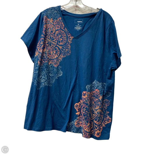 Top Short Sleeve By Sonoma In Blue & Orange, Size: 1x