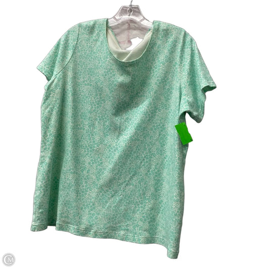 Top Short Sleeve Basic By Laura Scott In Green & White, Size: 1x