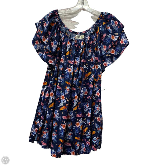 Top Short Sleeve By Terra & Sky In Blue & Pink, Size: 1x