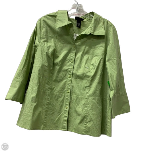 Top 3/4 Sleeve By Lane Bryant In Green, Size: L