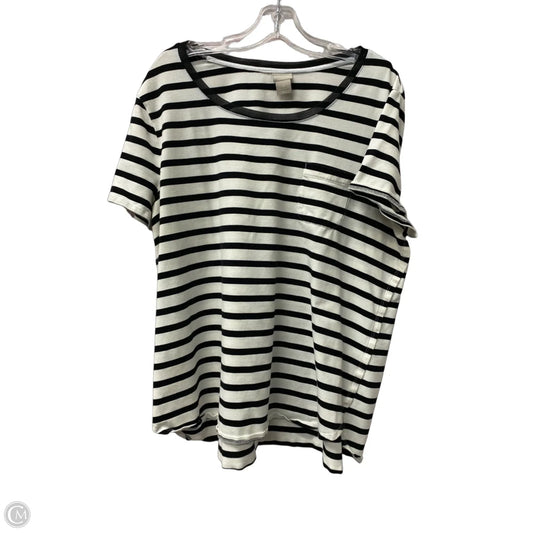Top Short Sleeve By Chicos In Black & White, Size: Xl