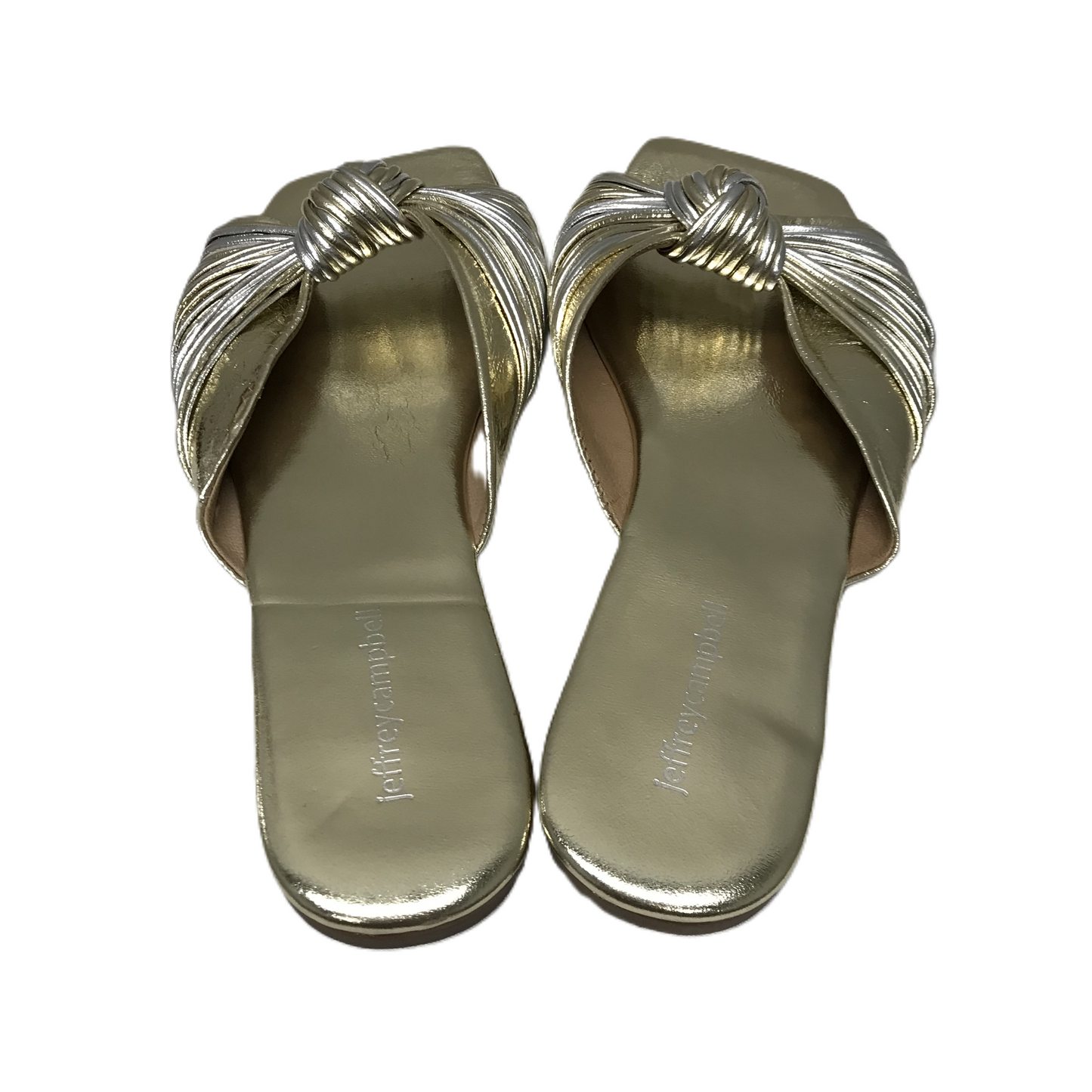 Gold & Silver Sandals Flats By Jeffery Campbell, Size: 10