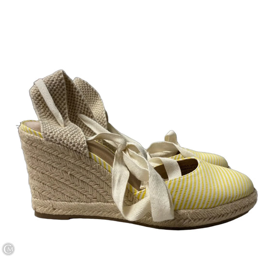 Sandals Heels Wedge By Loft In Yellow, Size: 7.5