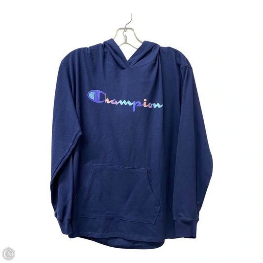 Athletic Sweatshirt Hoodie By Champion In Blue, Size: L