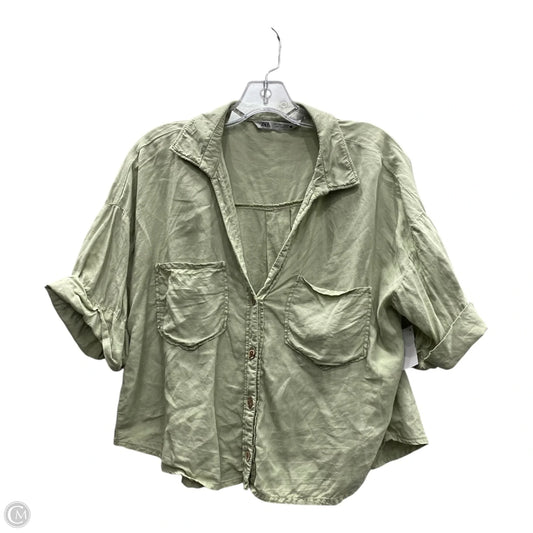 Top Short Sleeve By Zara In Green, Size: L
