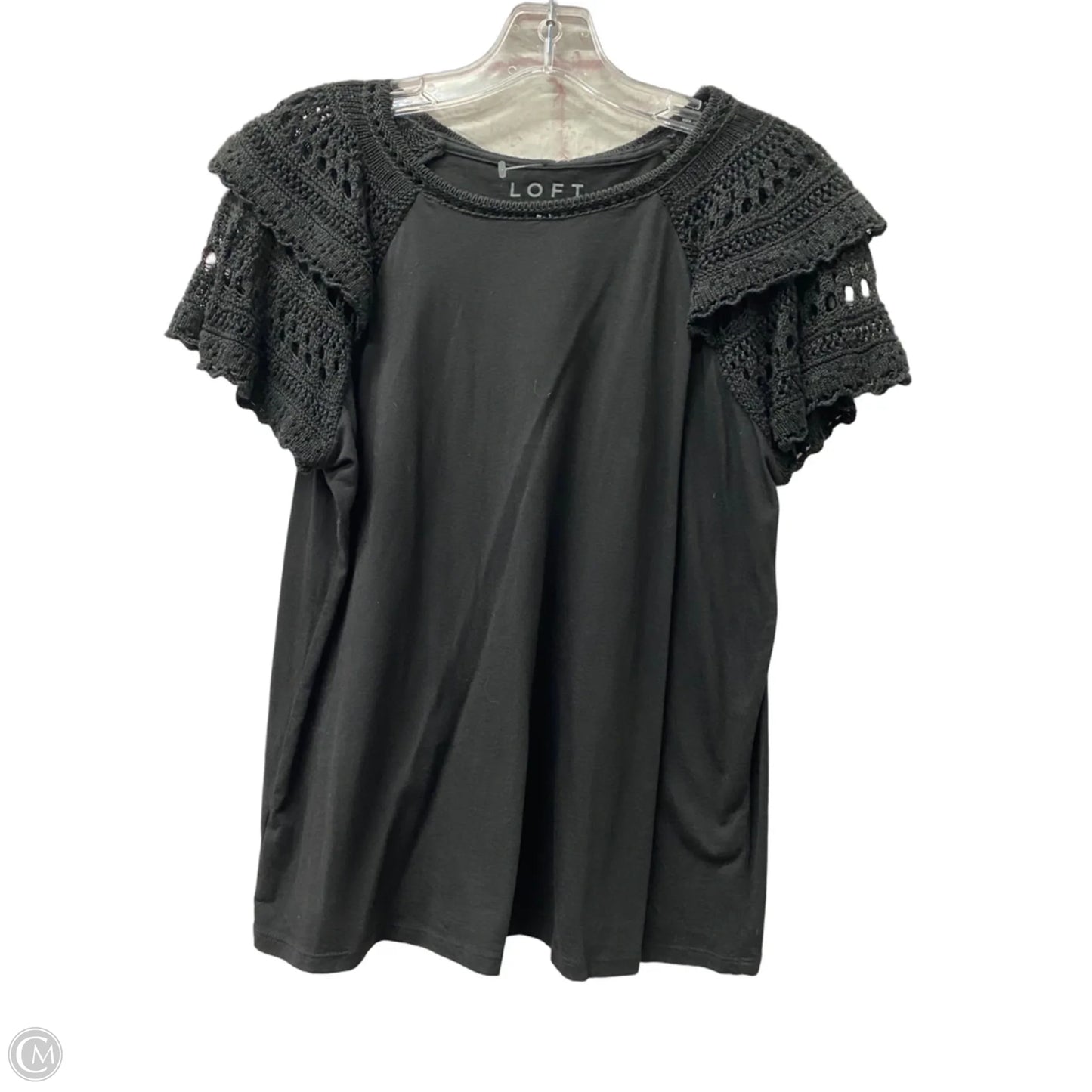Top Short Sleeve By Loft In Black, Size: Mp