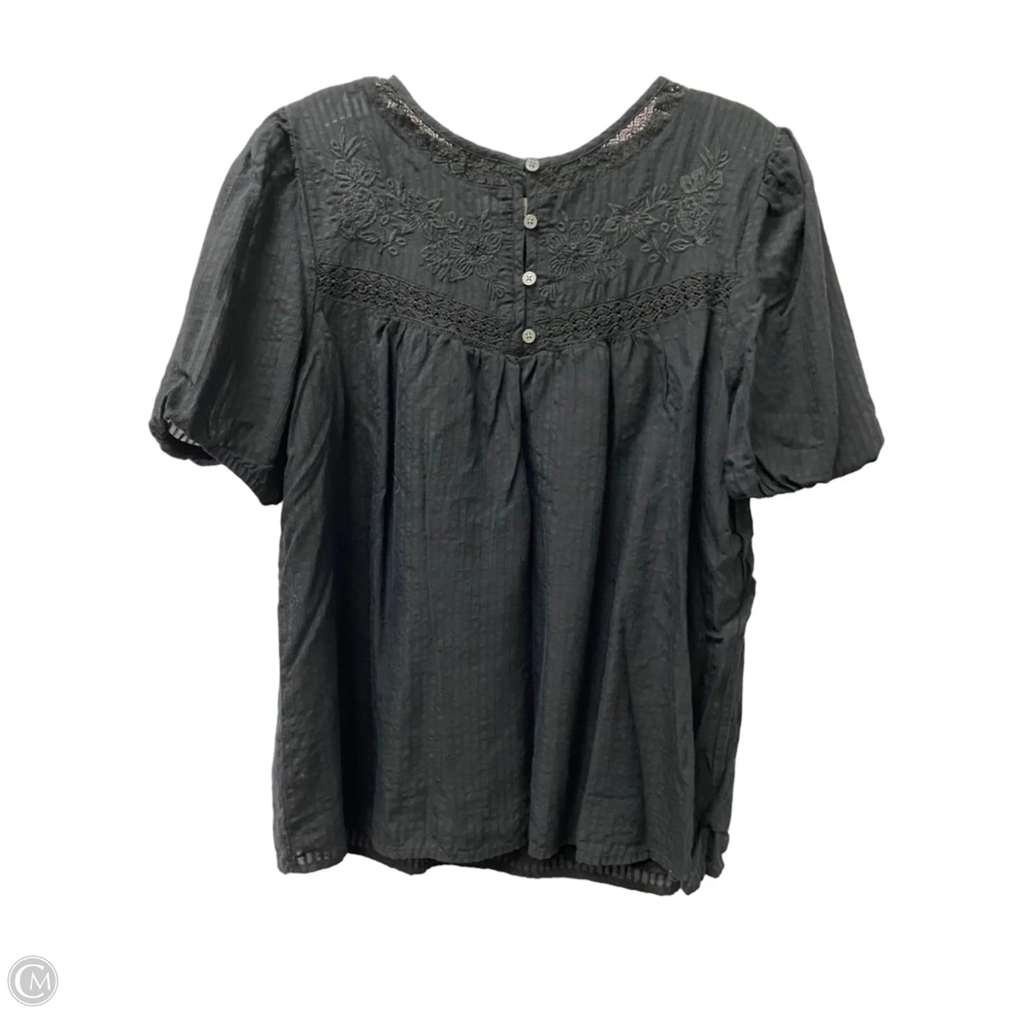 Top Short Sleeve By Loft In Black, Size: M
